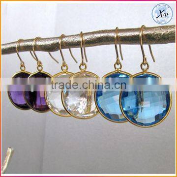 Fashion Gold Crystal Quartz Earrings Jewelry