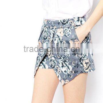 skort with fold front floral shorts new designed women shorts OEM designed shorts