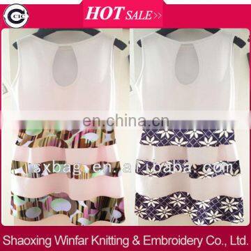shaoxing winfar latest sleeveless casual lady knitted dress