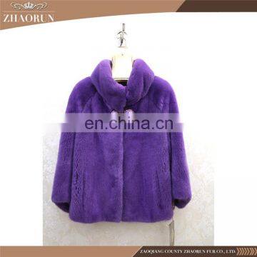 New Style Purple Mink Fur Coat And Jacket Ladies Elegant Winter Mink Coat With Factory Price