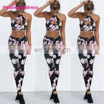 Whoelsale High Waist Print Floral Design Women Fitness Leggings Custom