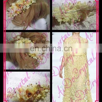 Aidocrystal yellow plastic crown flower,artificial flowers hair accessories for wedding