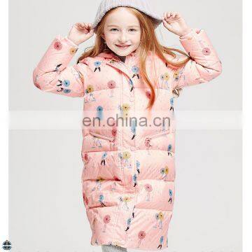 T-GC015 2016 Girls Printing Long Wild Sweet Knee Length Warm Windproof Coat