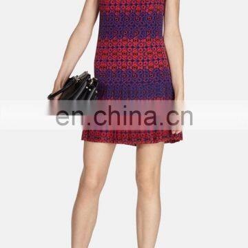 2016 design for sleeveless women dresses /plain dyed with grid dress for wholesale OEM