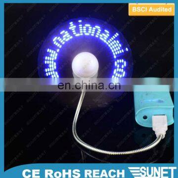 table notebook programmable led message usb fan with led text