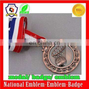 antique brass medal, basketball metal medal with ribbon for promotional from huahui factory (HH-medal-043)