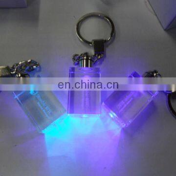 Custome Light Up Glowing LED crystal softball keychain