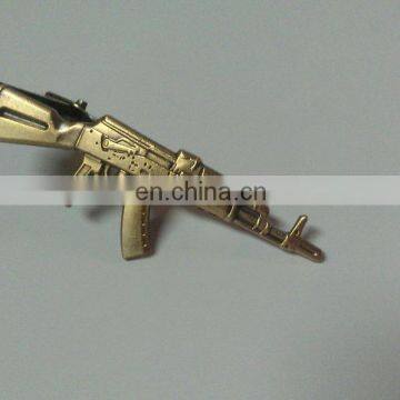 3D brass gun shape tie clip with plating, customize tie clip