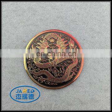 Chinese Dragon Design Metal Craft Aluminum Round Wine Label