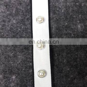 Black and White Handmade Ribbon With Pearl Rivet in 2.6cm photo-3