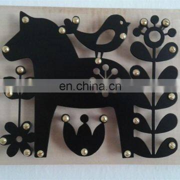 Powder coated black metal dalarna horse wall decoration