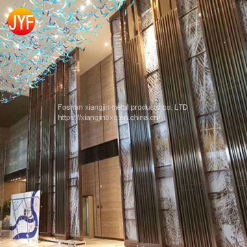 Jyf0049 Stainless Steel Oriental Metal Wall Decor Residential Folding Screen Room Divider Laser Cut Partition