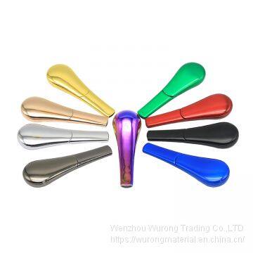 98mm Length Long Plug-in Magnetic Gold Spoon Shape Smoking Pipe Mading Zinc Alloy With Magnet