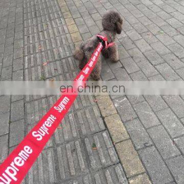 Fashion Supre me Braid Red Letter Pet Collar Dog Collar Hauling Leash Harness Set