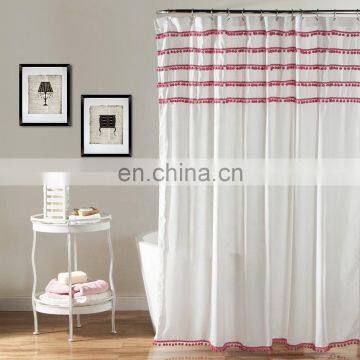 100% Polyester Hotel Bath Shower Curtain with Tassel