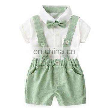 Boy's Summer Shirt, Overalls and Bow Tie Three-piece Suit Boys Summer Suits photo-3