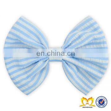 New Design Stripe Bowknot Seersucker Bubble Fabric Hair Bands Baby Accessories Hair Bows