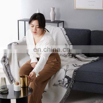 RAWHOUSE China Wholesale Throw Blanket Yarn Dyed Leopard Double Side Woven Throws Tassels Cover Sofa Home Decor photo-3