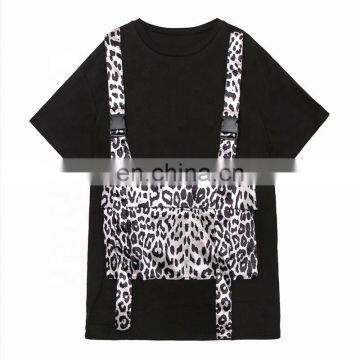 TWOTWINSTYLE Patchwork Pocket Leopard Dresses Women O Neck Short Sleeve Two Pieces Loose Dress