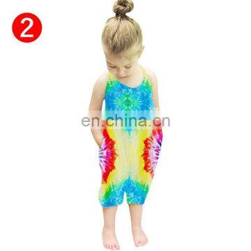 Wholesale Summer Tie Dye Overall Children Boutique Girl Romper photo-3