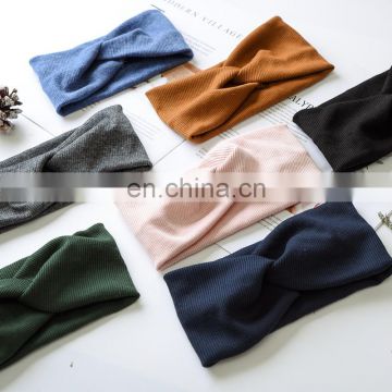 Female Sport make up Headbands Women Girl Solid Simple Cross Hair Bands 7Colors