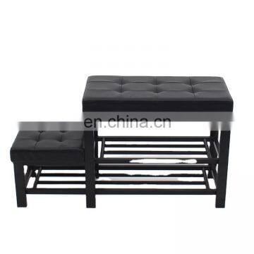Customized PVC Leather Metal Steel Shoe Racks Bench Storage Organizer Holder Rack At Doorway Entrance photo-2