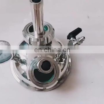 mirror polish sanitary hemispherical cap sight glass with light pressure gauge for collection tank