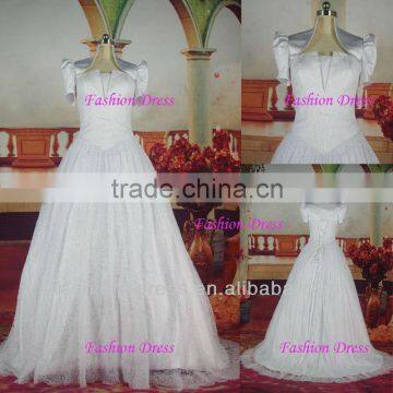 Beautiful Elegant Irovy Lace Real Sample Wedding Dress With Bolero