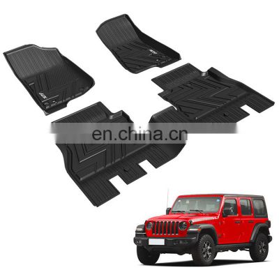 Factory Wholesale Car Accessories 3d Tpe Rubber Car Floor Mats Anti-slip Car Foot Mat For Jeep Wrangler 4 four door 2018 2019 20