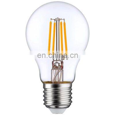 Hot Sell Warm White LED Filament Bulb A19 E27 6W Dimmable