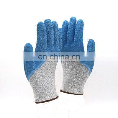 Protecting Cut Resistant Glass Blue Latex Coated Work Safety Glove Cut Level 5