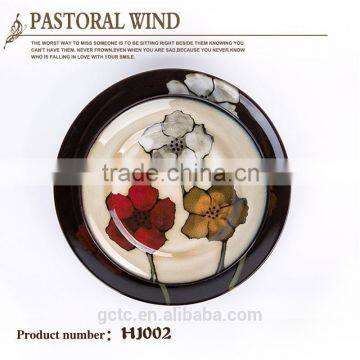 16-piece Reactive Glaze Stoneware Dinnerware Set With Poppy Hand Printing photo-2