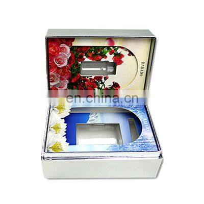 Magnetic silver foil  3d shaped  box colorful inner designer packaging cosmetic skincare box