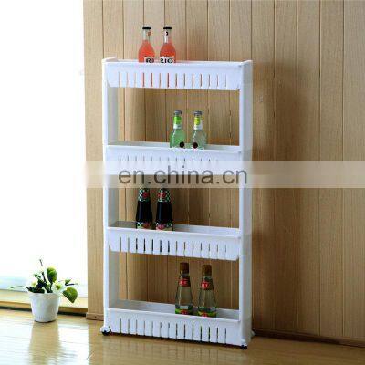 4 levels Slim Slide Out kitchen storage shelf Amazon hot sale kitchen plastic storage rack 4 tier storage rolling cart