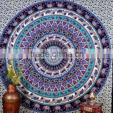 Indian Tapestry Cotton Multicolored Animal Mandala Print Vintage Wall Hanging Tapestries Throw Art Tapestry Bedsheet