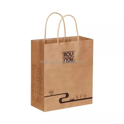 wholesale printed foldable kraft paper bags shopping