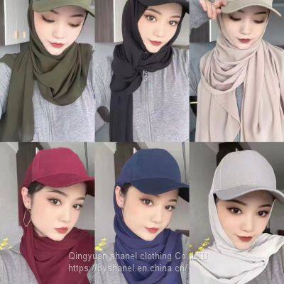 Byshanel Summer baseball cap chiffon long scarf