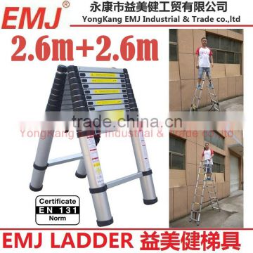 2.6m+2.6m Double Telescopic Ladder