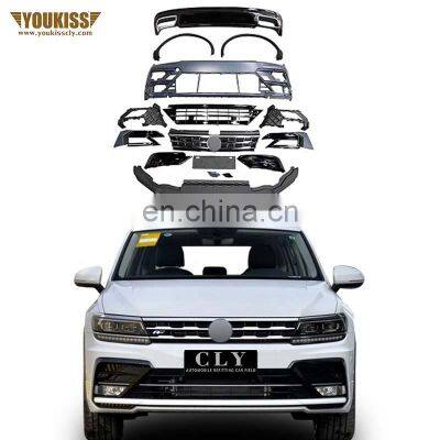 Genuine Body Kits For Volkswagen Tiguan Change R-line Front Car Bumpers With Grille Wheel Arches License Plate Rear Diffuser