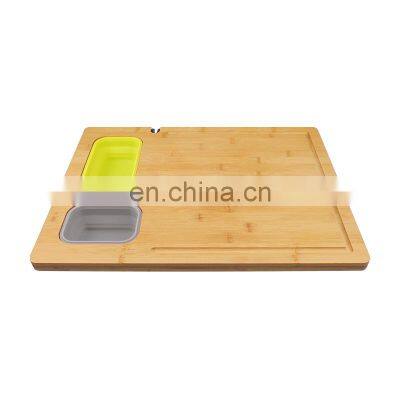 Extra Large Bamboo Cutting Board Collapsible Silicone Bowls Containers Kitchen Wood Sink Chopping Board With Knife Sharpener photo-3
