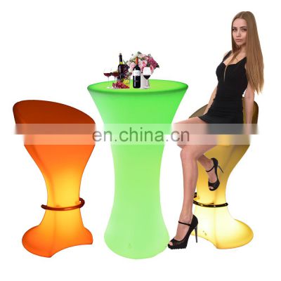 bar chairs /16 colors led plastic high cocktail table and chair waterproof glow light bar night club furniture