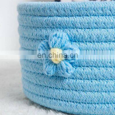 Cotton Woven Basket Rope Baby Closet Pet Toy Fabric Retro Cosmetic Basket photo-4