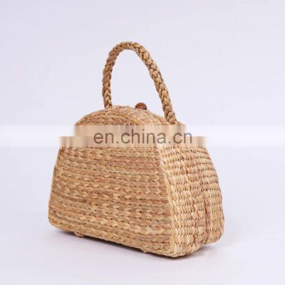 Straw Knitted with Top Handle water hyacinth handbag, Shopping Bag 100% woven Wholesale