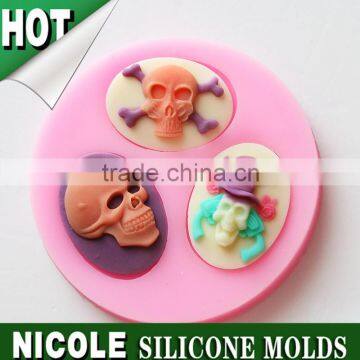 F0497 Nicole Hallowmas skull silicone mould cake decorating