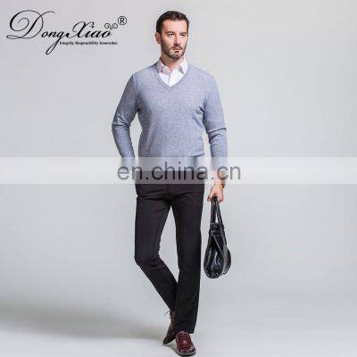 Wholesale 100% Merino Wool Men's V-Neck Pullover Sweater Custom Logo Loose Fit for Spring photo-3