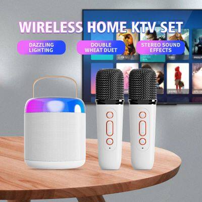 Hot Seller Mini Bluetooth Speaker Built-in Soundcard Wireless Microphone RGB Light Bluetooth Karaoke Speaker photo-5