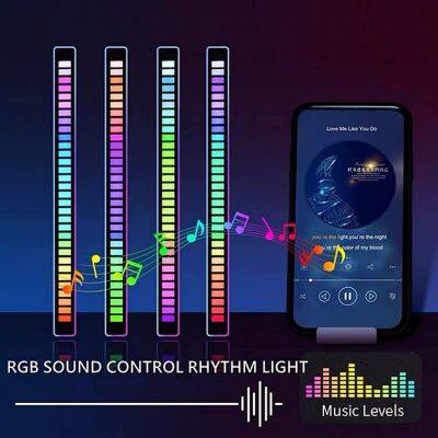 RGB Pickup Rhythm Lights Rechargeable Voice Control LED Music Sync Light Car Pickup Lamp Rhythm Light