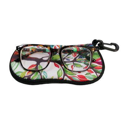 Customized Pattern Portable Neoprene Zipper Eyeglasses Sunglasses Soft Case Safety Pouch Bag for Glasses with Belt Clip