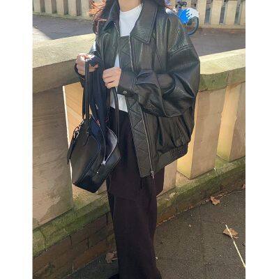 2025 Spring New European and American Style Simple Imitation Leather Fashion Pilot Jacket photo-3