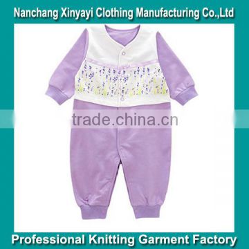 The purple printed flower for infant rompers